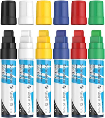 Schneider Paint-It 330 Acrylic Marker Set 15mm 6 Color Pack