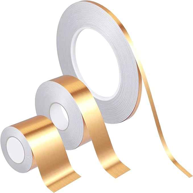 3 Rolls Tape,Self Adhesive Metalized Polyester Film Tape Gold