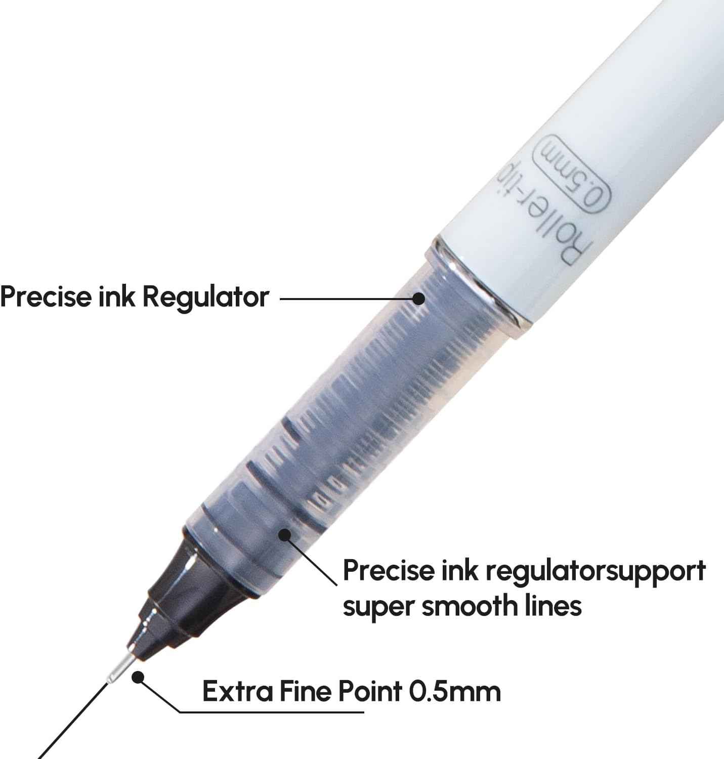 M&G Liquid Rollerball Pen,0.5mm Fine Point Pen with Black Ink 6 Pack
