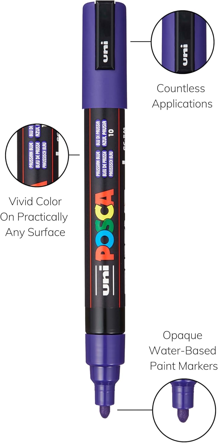 Uni Posca Paint Marker PC-5M - Medium Point - 8 Colors - Dark Tone