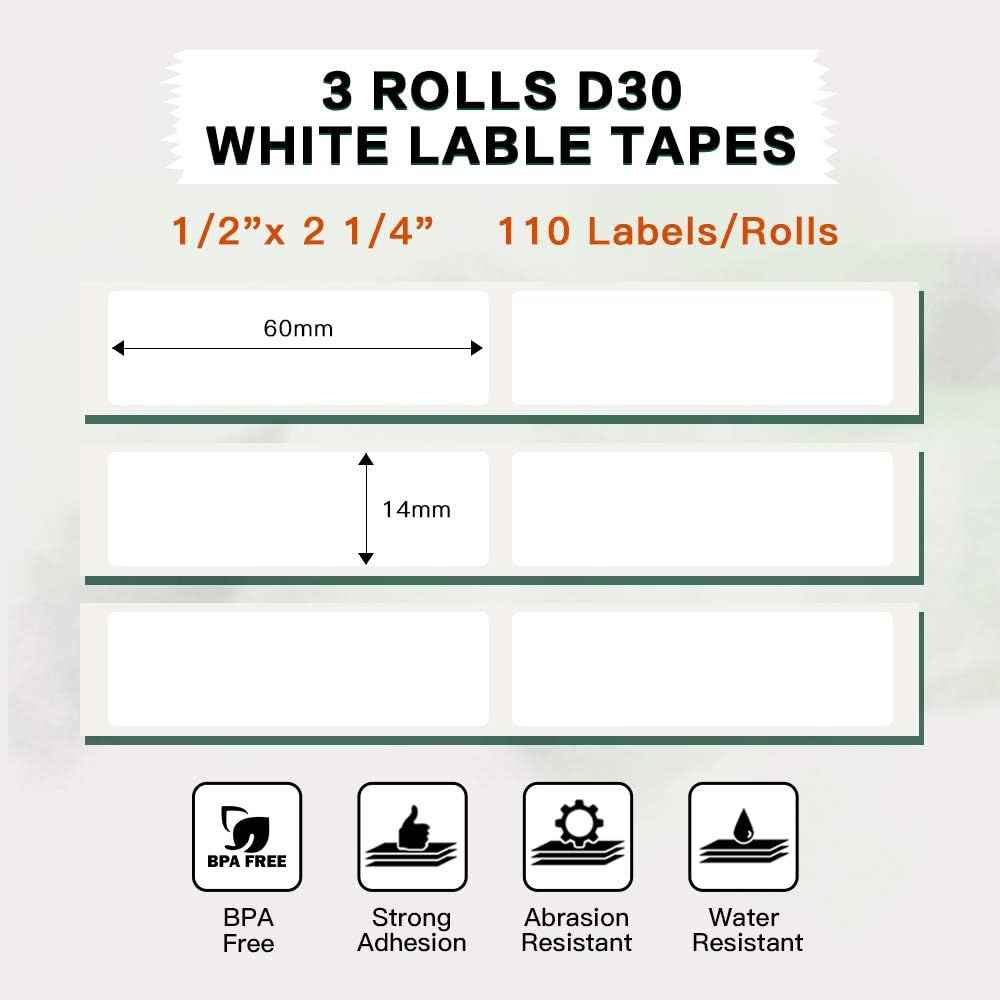 Phomemo D30 Adhesive White Label Paper (14mm X 60mm)