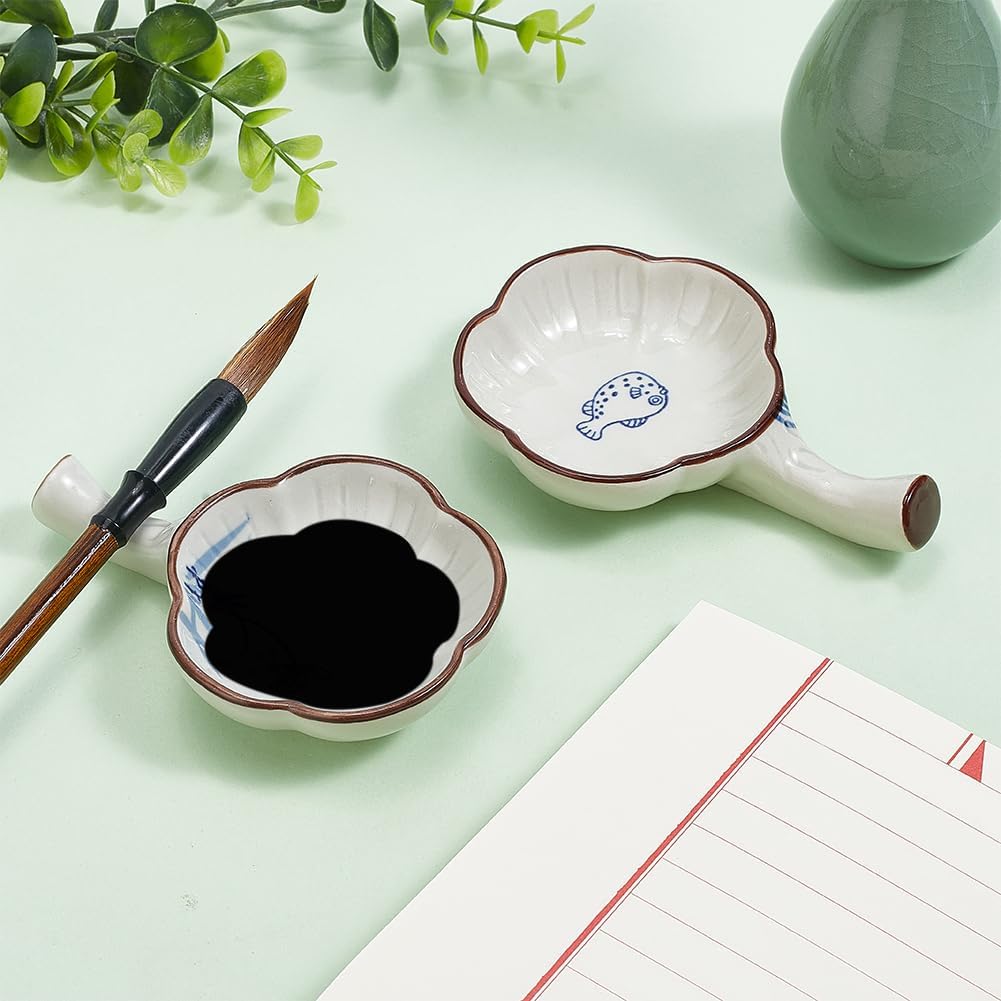 Porcelain Ink Plate Chinese Calligraphy Painting Brush Rest Holder