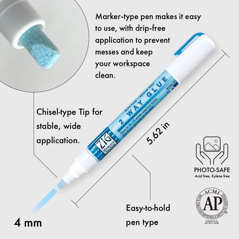 KURETAKE ZIG CORPORATION Zig 2-Way Glue Pen, Jumbo Tip 2 Pack
