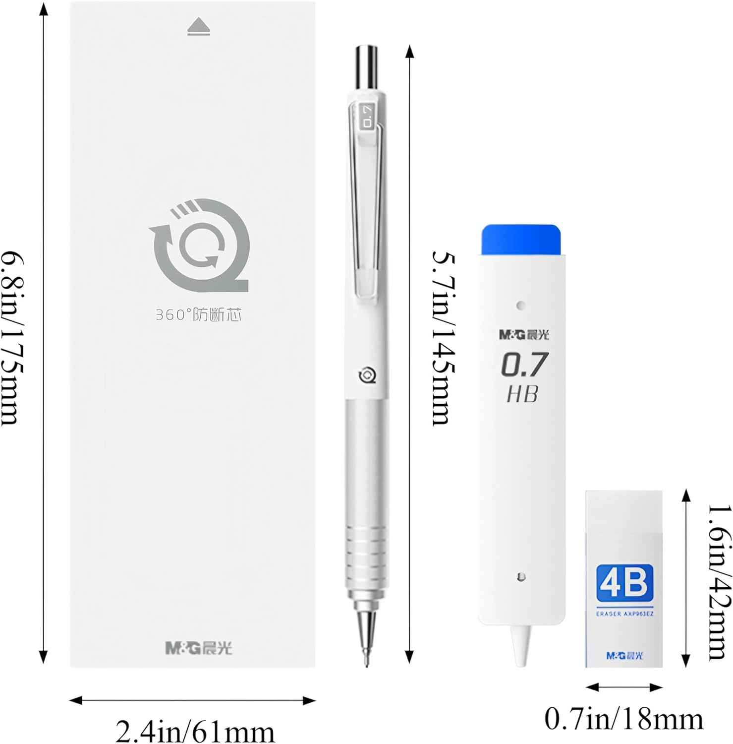 M&G 3PCS 0.5mm Mechanical Pencils with HB Lead Refills Set
