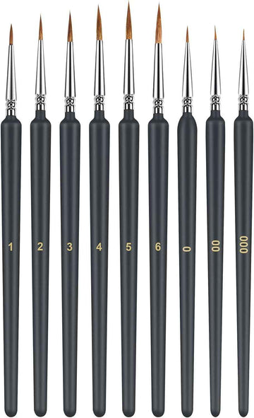 9pcs Miniature Paint Brushes Set for Fine Detailing & Art Painting