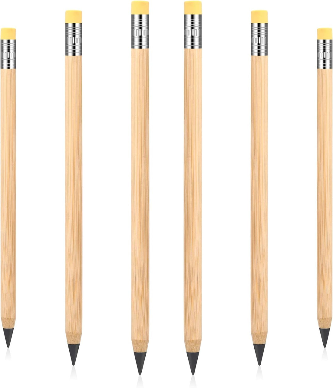 6Pcs Inkless Bamboo Pen Erasable Pencil with Eraser