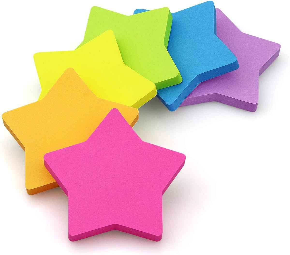 Star Shape Sticky Notes 6 Color 75 Sheets/Pad