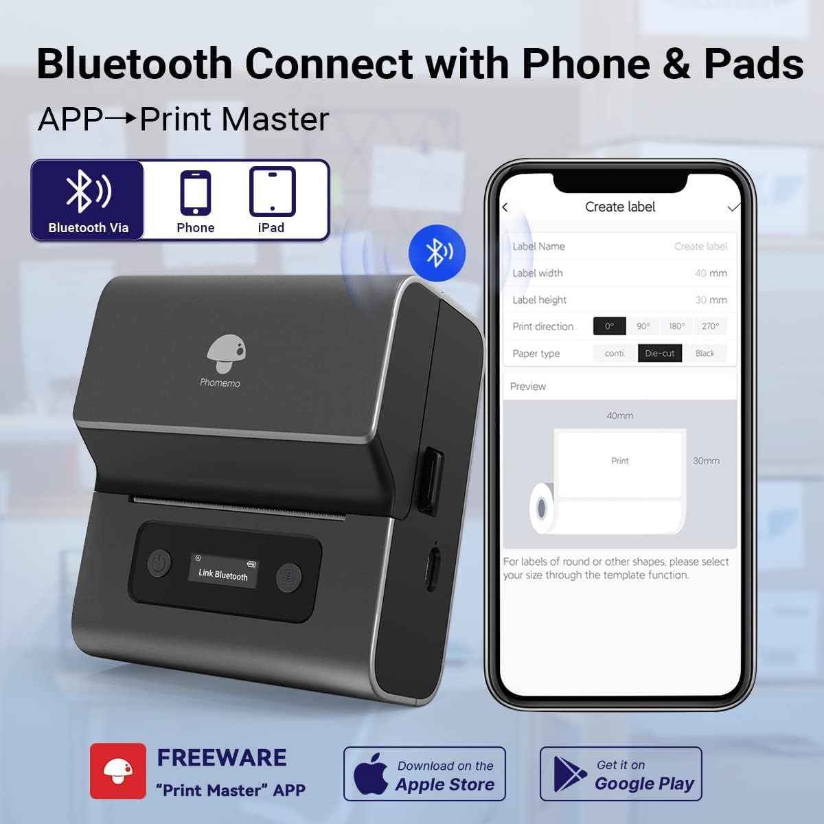 Phomemo M221 Label Makers- 3 Inch Barcode Label Thermal Printer