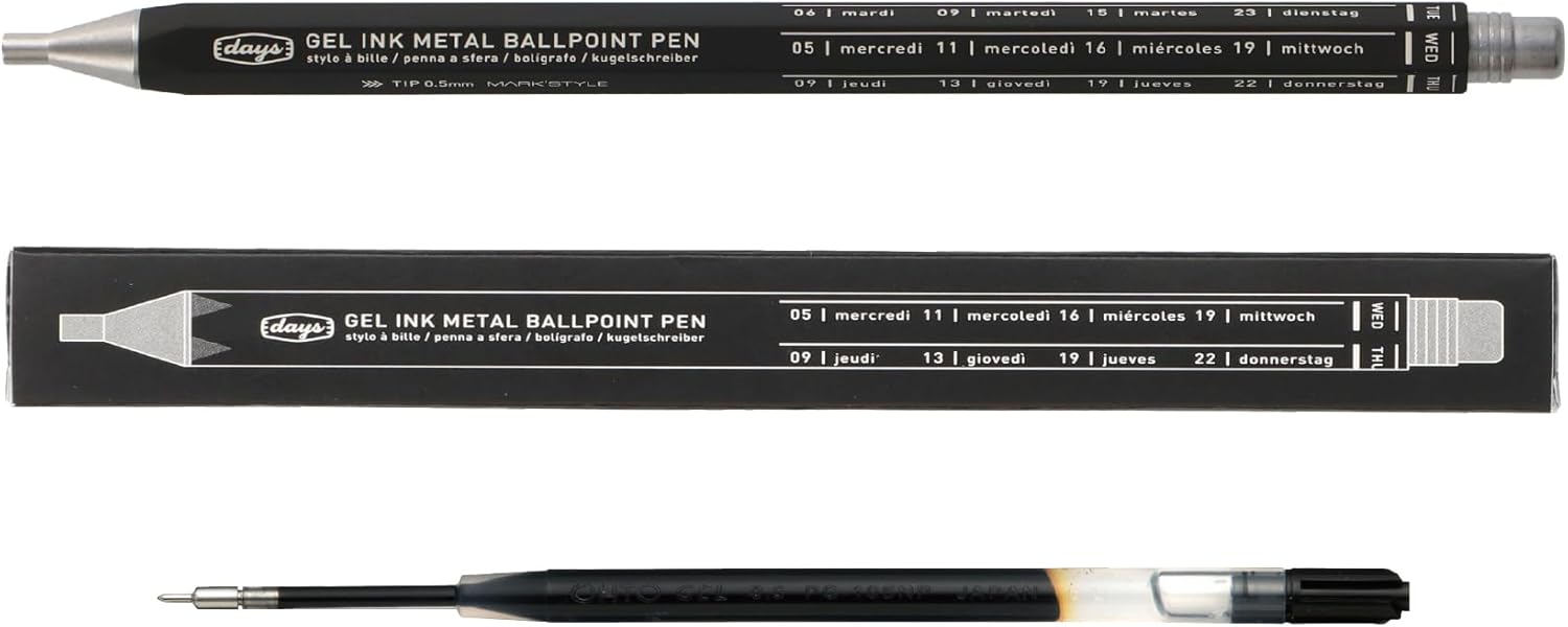 Mark's Style Days Gel Ink Metal Ballpoint Pen,0.5mm