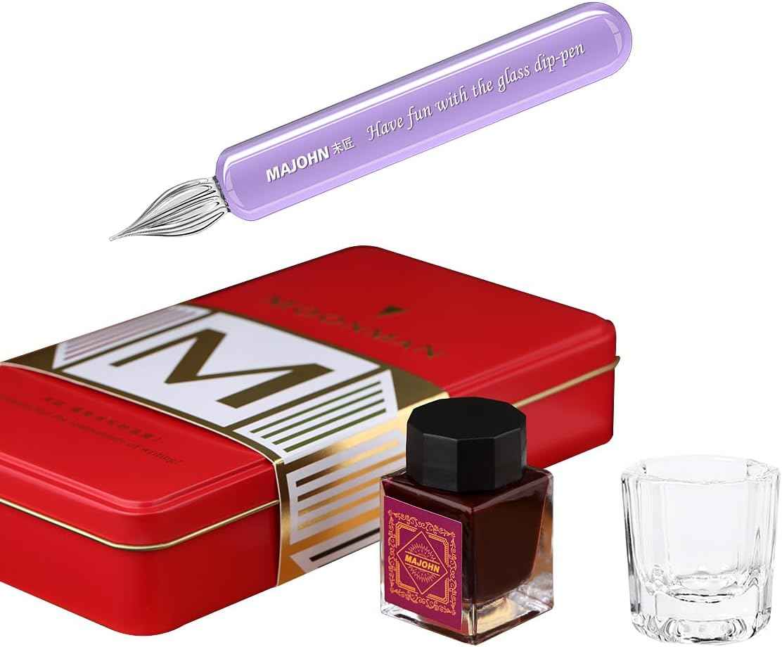 Majohn Crystal Glass Dip Pen Glass Pen Kit Purple