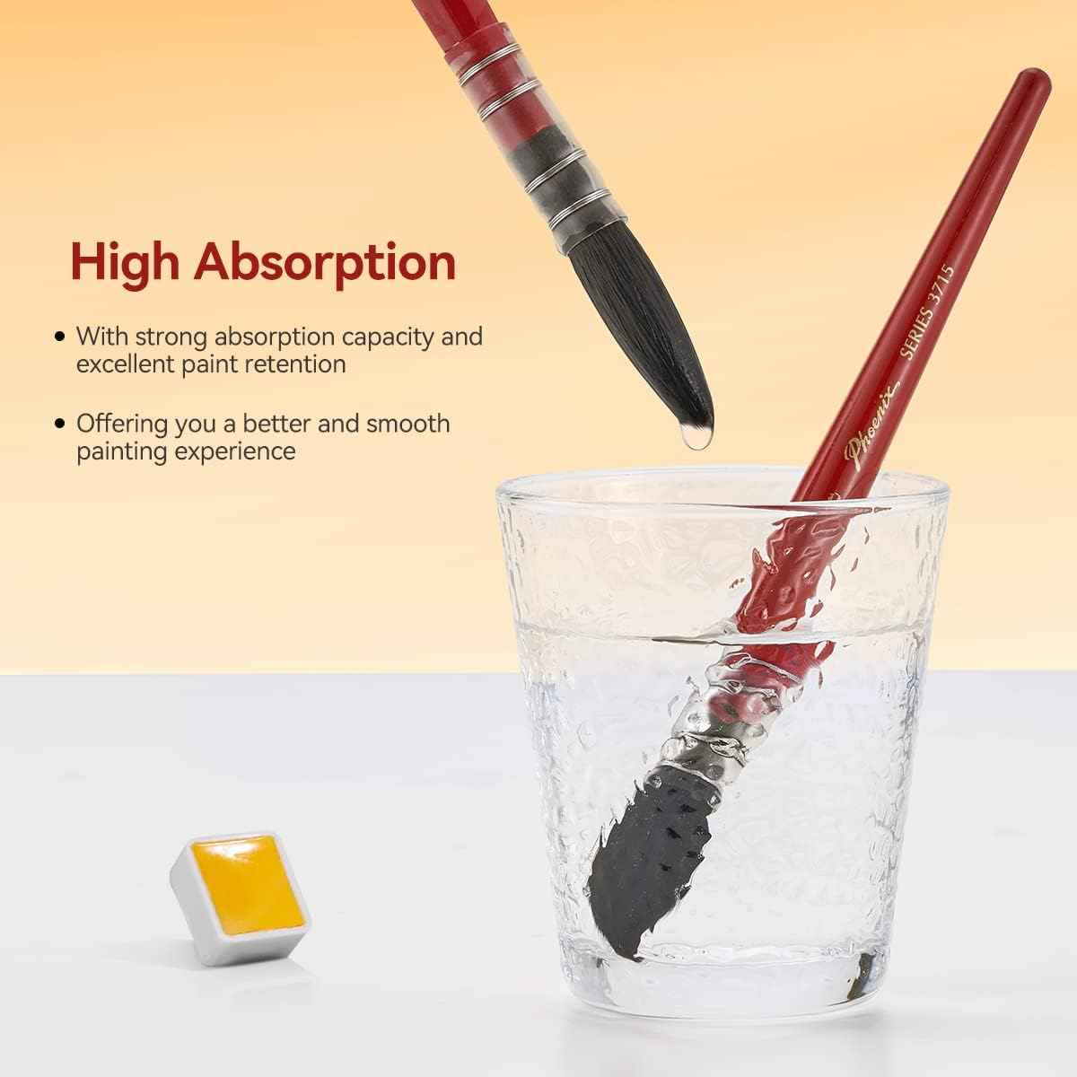 4PCS Watercolor Synthetic Squirrel Hair Paint Brushes Kit