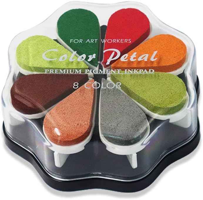 8 Colors Petal Shape Craft Pigment Ink Pad Stamps Partner Style 3