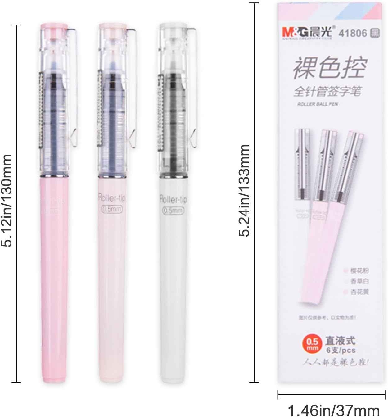 M&G Liquid Rollerball Pen,0.5mm Fine Point Pen with Black Ink 6 Pack