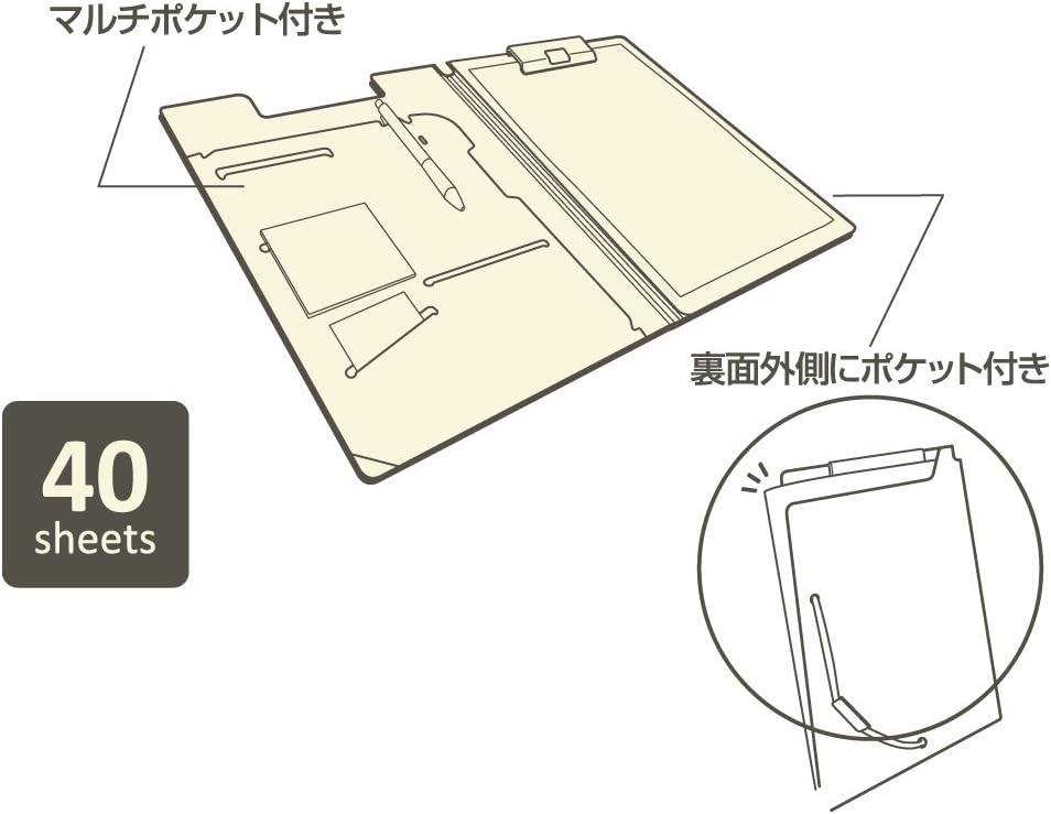 LIHIT LAB Binder Clipboard File Holder, Multifunction, A4,
