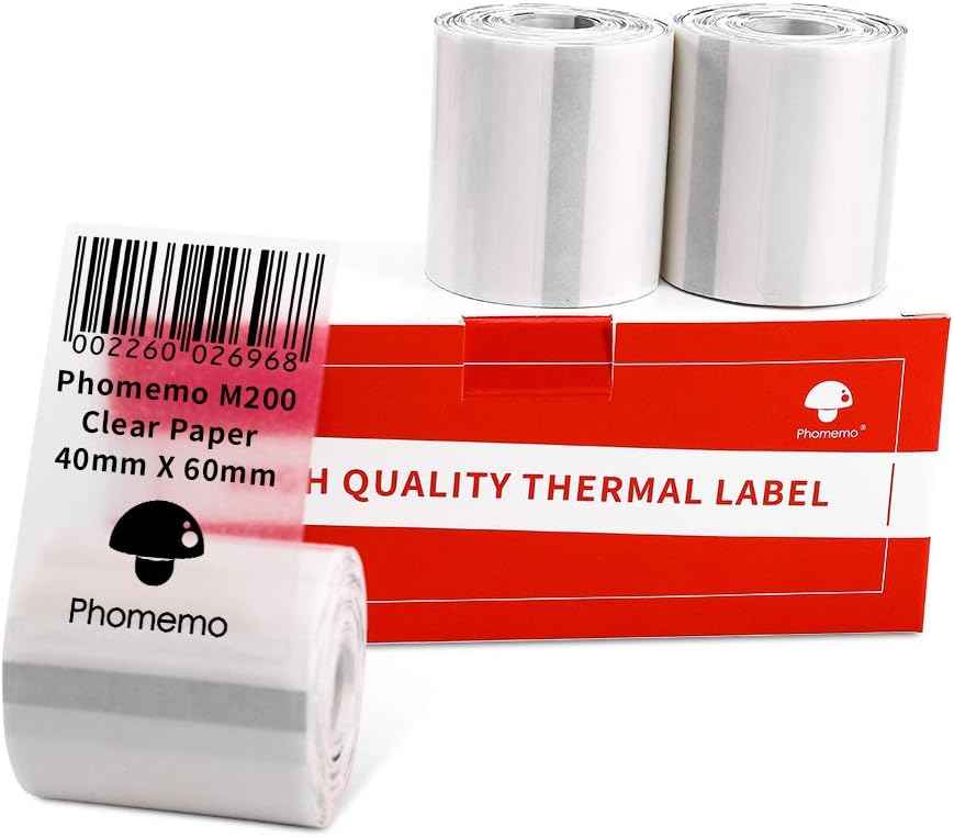 Phomemo M200/M110S Clear Adhesive Thermal Label,40mm X 60mm 3 Rolls