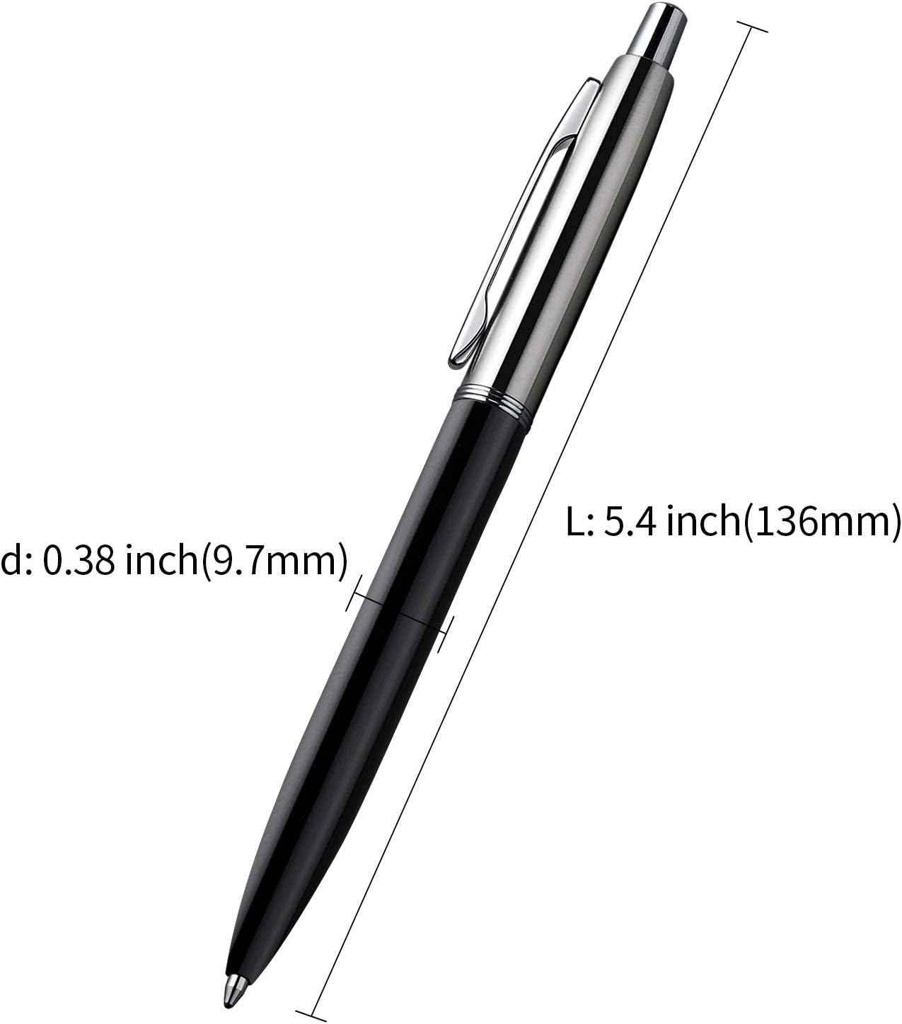3Pcs Retractable Stainess Steel Metal Ballpoint Pens,6 Replaceable Refills