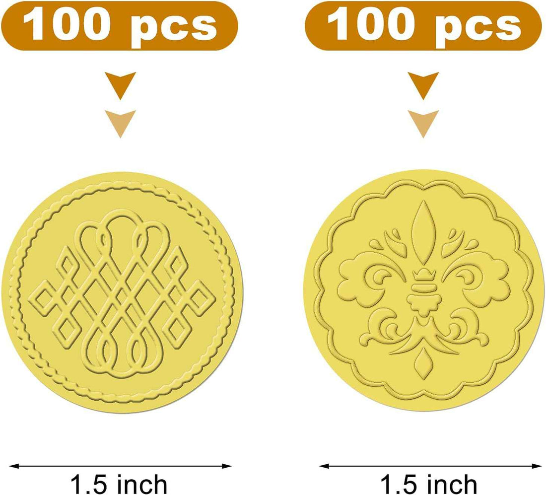 100 Pieces Gold Foil Embossed Wax Envelope Seals