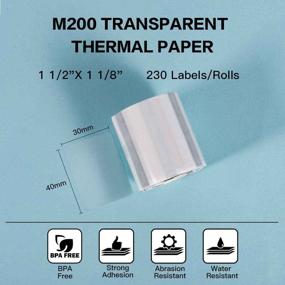 Phomemo M200/M110S Clear Adhesive Thermal Label,40mm X 30mm