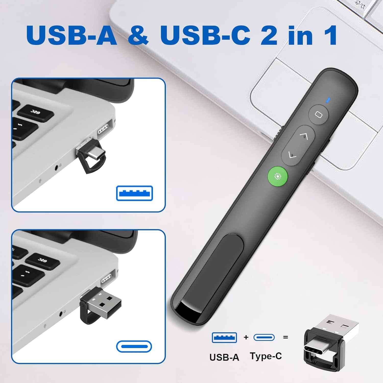 Red/Green Laser Presentation Clicker PowerPoint Wireless Presenter Remote