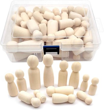 50 Pack Unfinished Wooden Peg Dolls for Kids DIY Art Craft Painting
