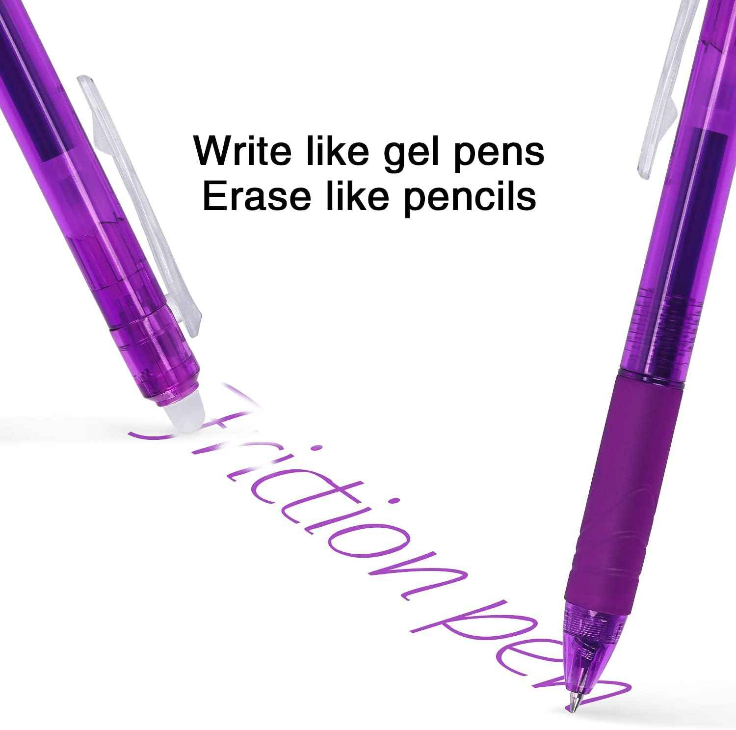 8 Pack Retractable Erasable Gel Pens Clicker Fine Point 0.7mm