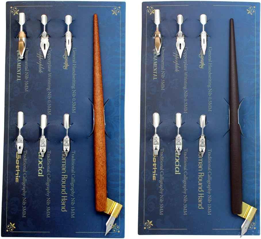 Manga Calligraphy Drawing Pen Dip Pen with 12 Nibs Wood