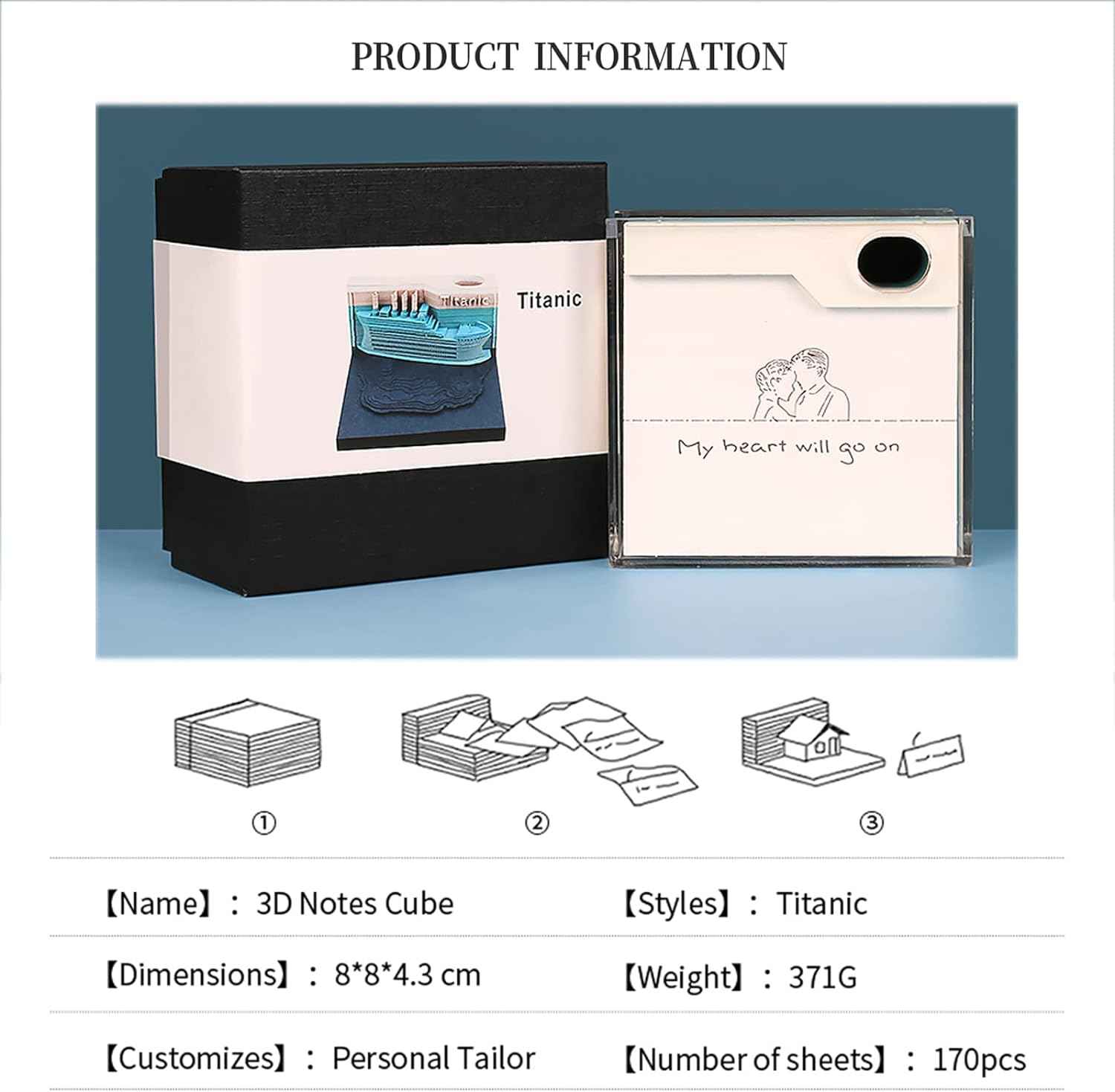 Titanic 3D Paper Note Memo Pad with LED Lights