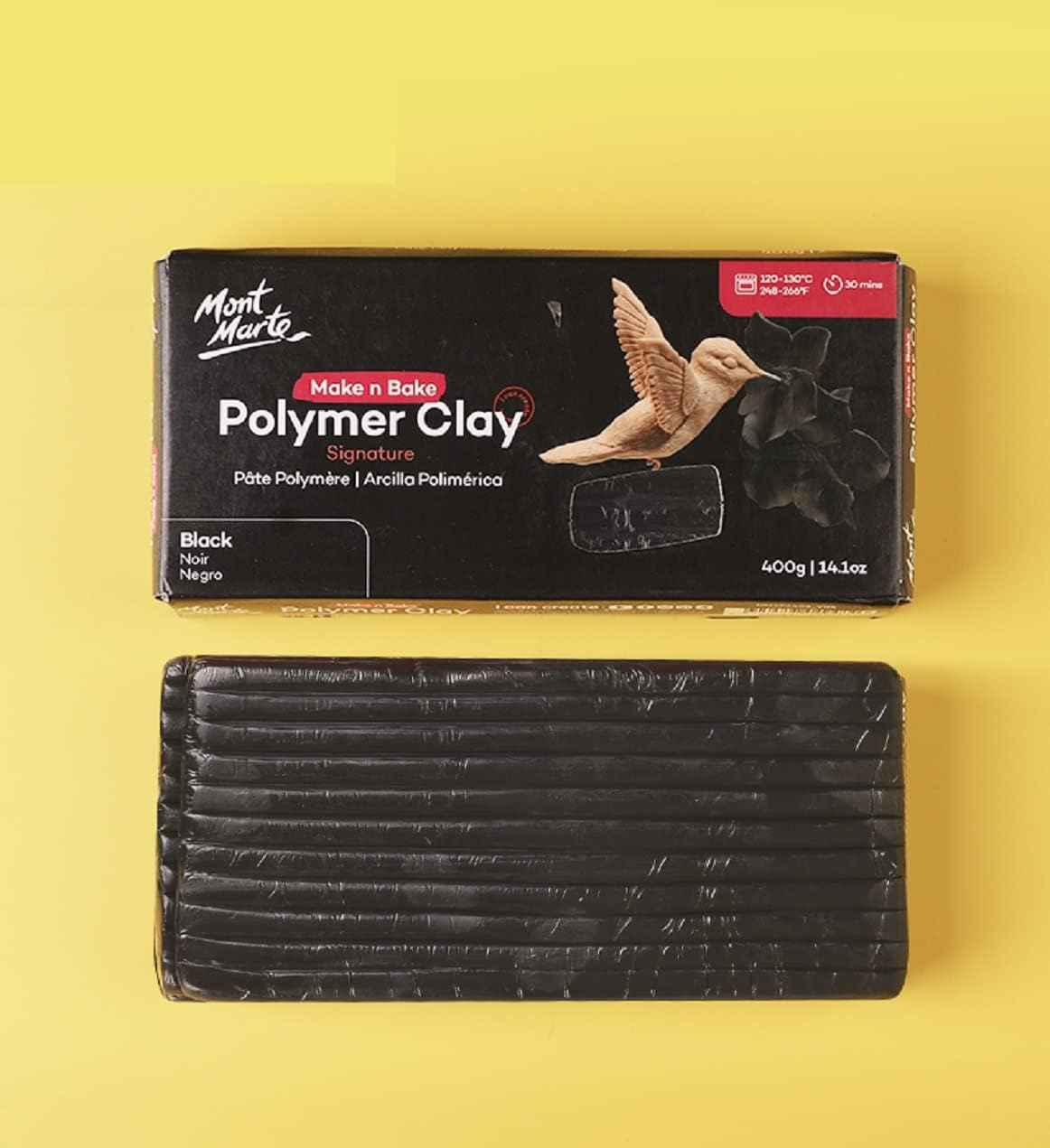 Mont Marte Make n Bake Polymer Clay Signature 400g Block Black