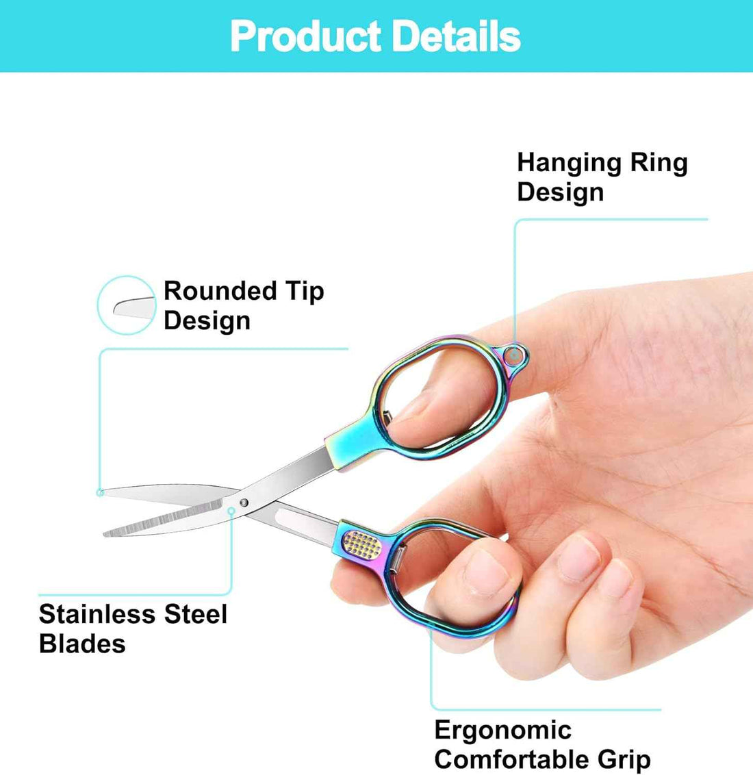 Mini Folding Travel Scissors 4 Color Pack