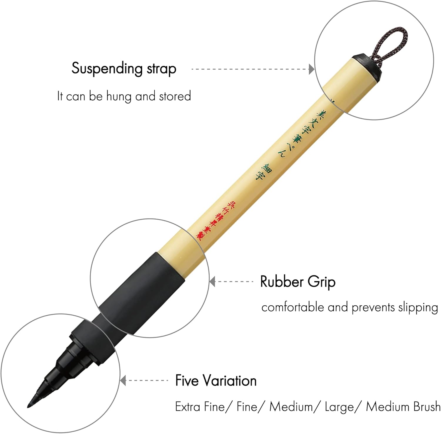 Kuretake Bimoji Brush Pen 5pcs for Calligraphy Hand Lettering