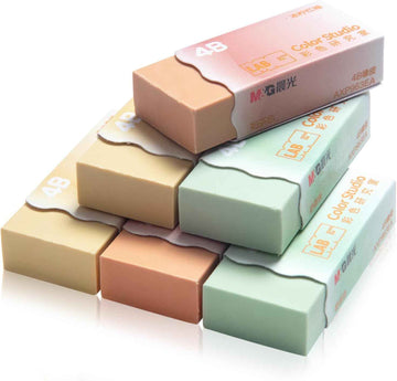 M&G 6Pcs Pencil Erasers Milk Tea Color Rectangular Art Erasers