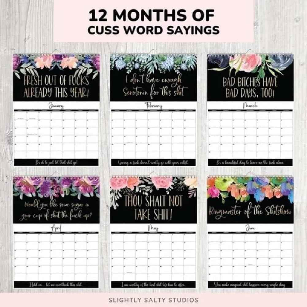Fuck it Flower Calendar Memo,Wall 2024 Calendar for Tired-Ass Women