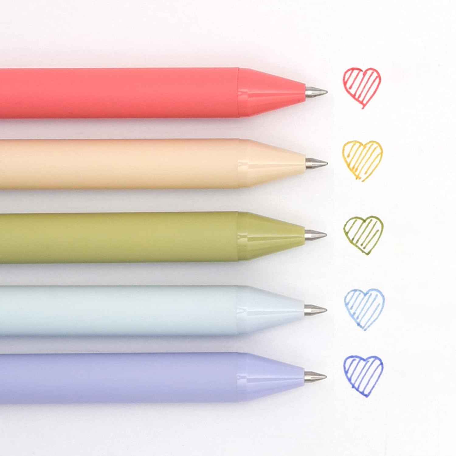 Kaco 5 Morandi Colored Ink Retractable Gel Pens 0.5mm Fine Point