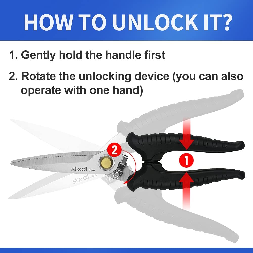 Stedi 8 inch Multipurpose Heavy Duty Scissors for Household Pruning