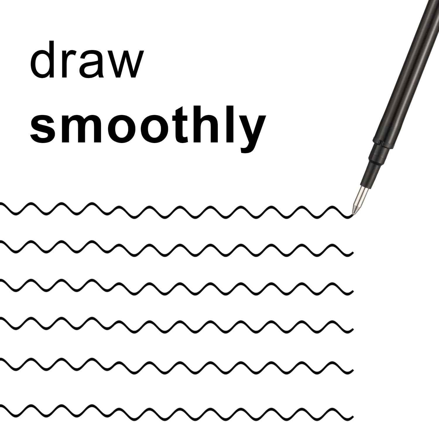 24 Pack Erasable Gel Ink Pen Refills Fine Point 0.5 mm (Black)