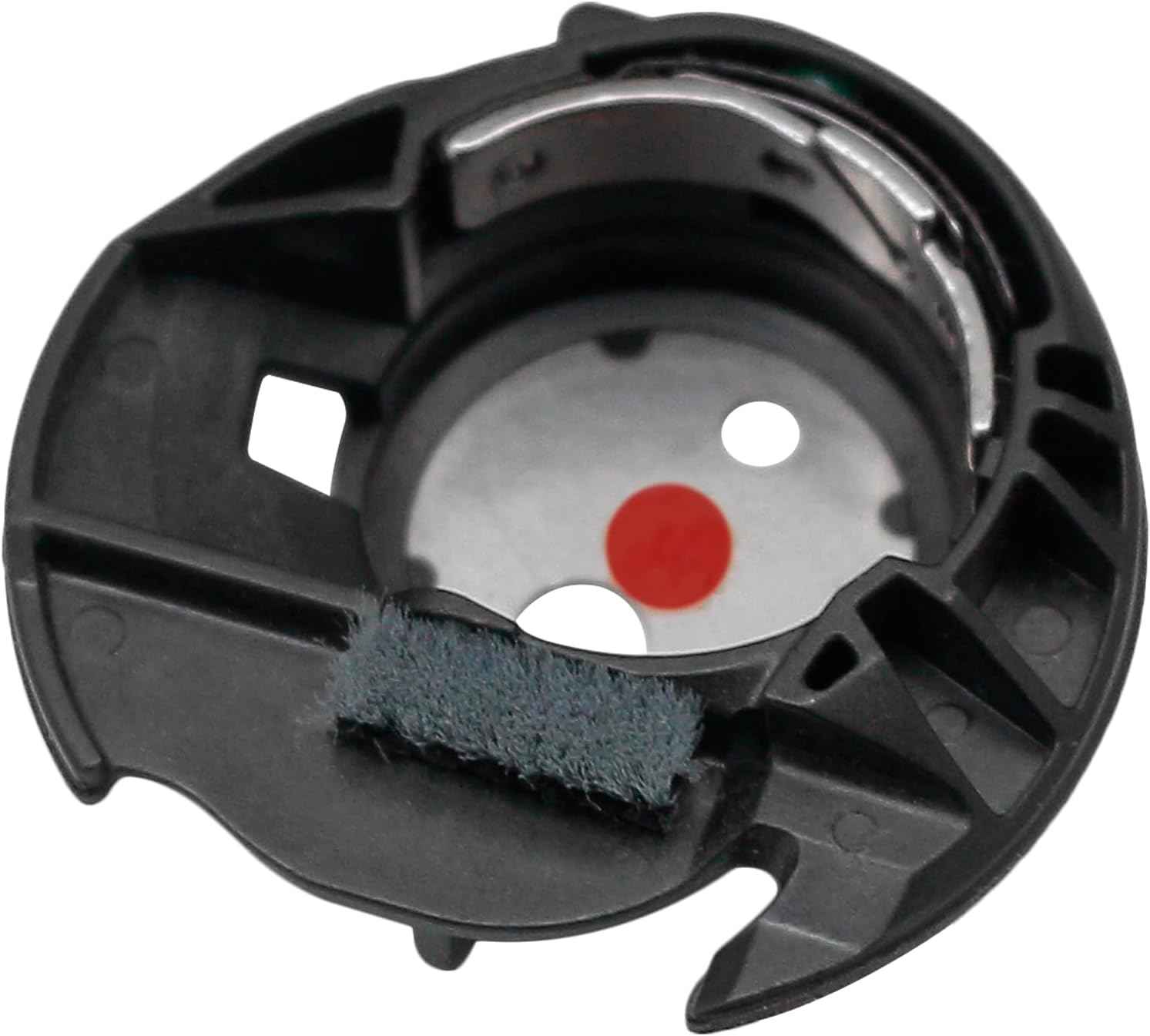 Bobbin case XC8167551: black plastic holder with felt and metal ring