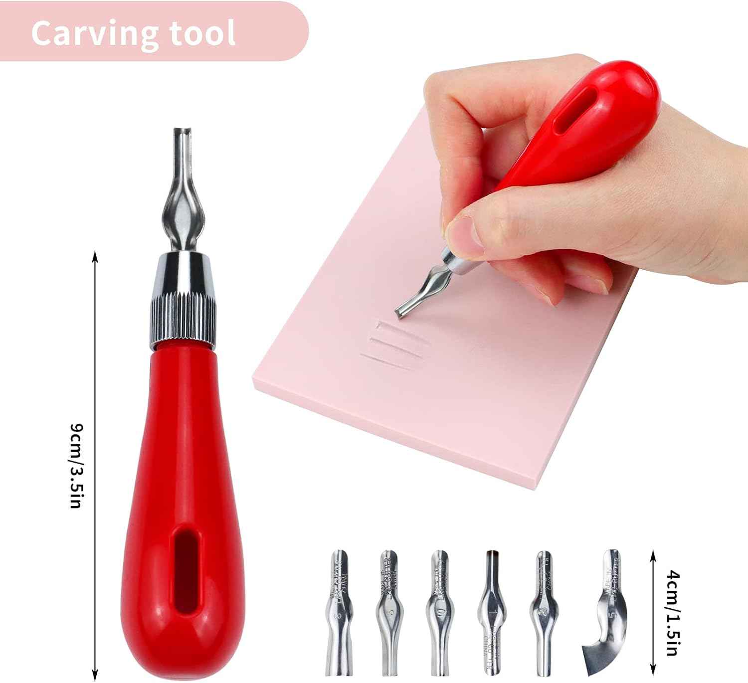 4 Pack Rubber Carving Block Stamp with Cutter Tool,Brayer Printmaking Roller