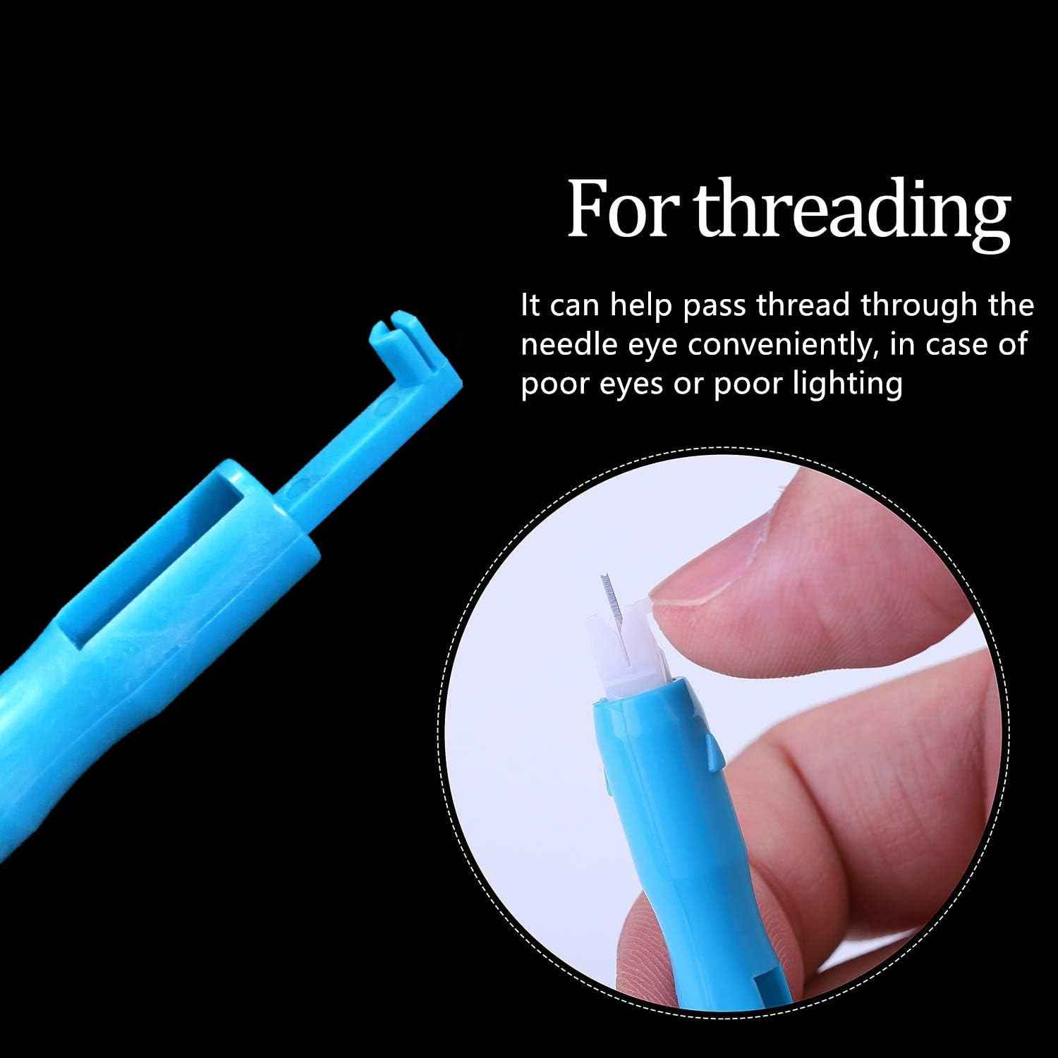 Blue automatic needle threader, designed to pass thread through the needle eye.