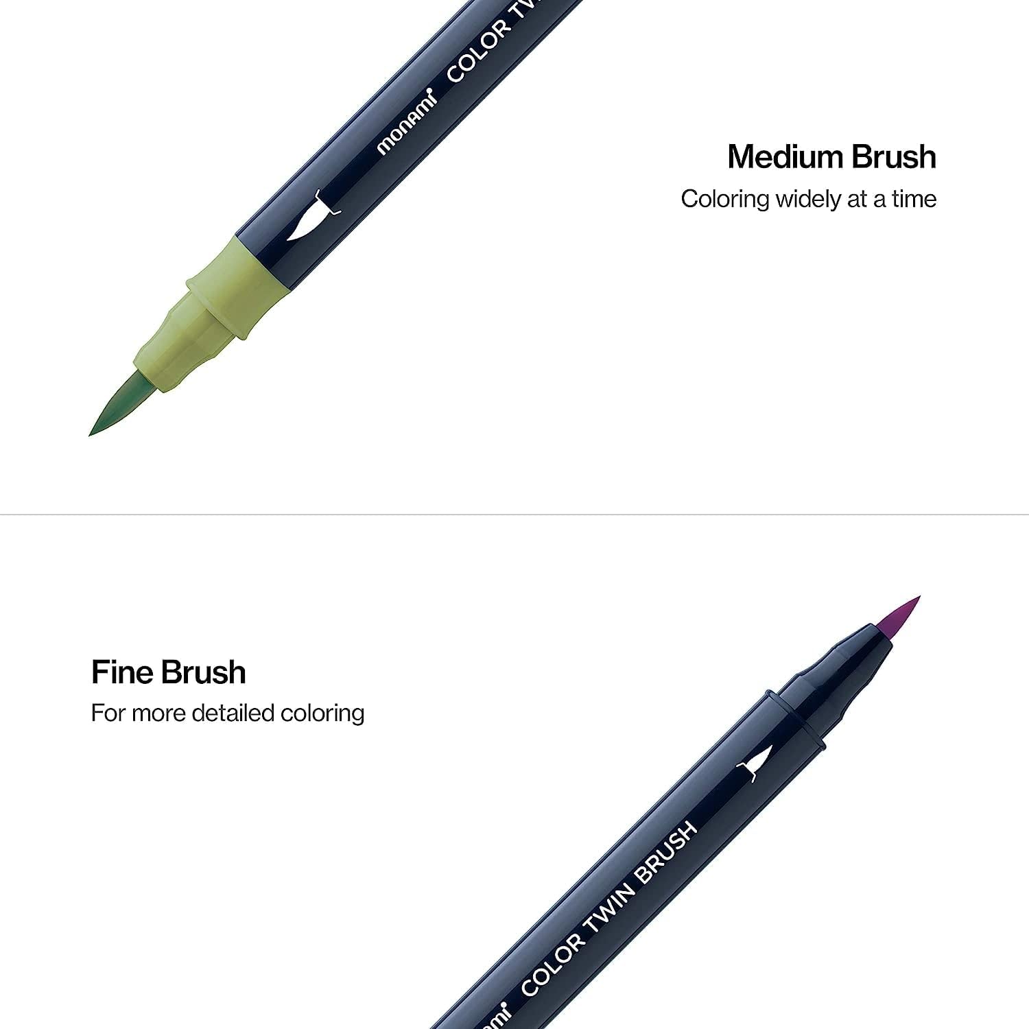 MONAMI Color Twin Brush Marker Pens,Pastel Color 6-Pack