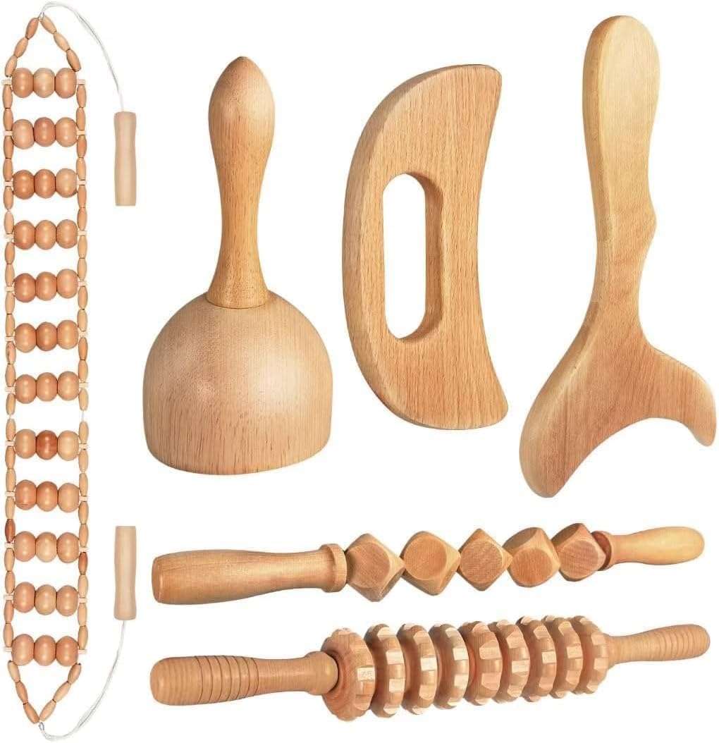 Gua Sha Wooden Wood Therapy Massage Tools 6 Pack