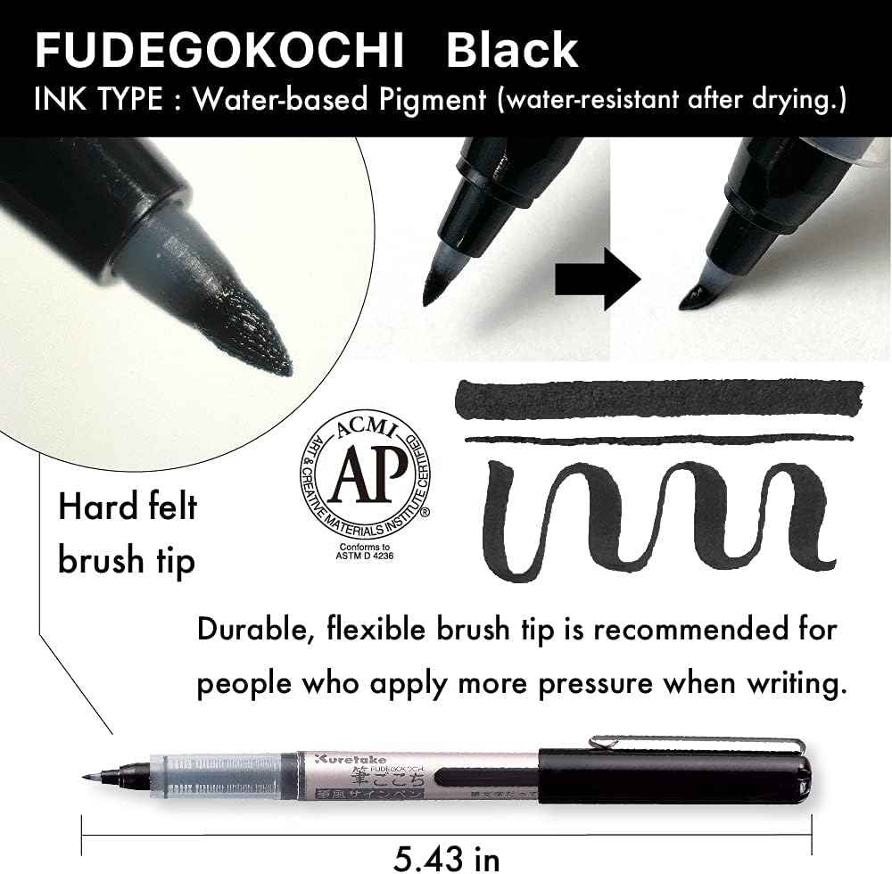 Kuretake Zig Inktober Brush Pen Set for Manga Drawing Calligraphy 3 Pack