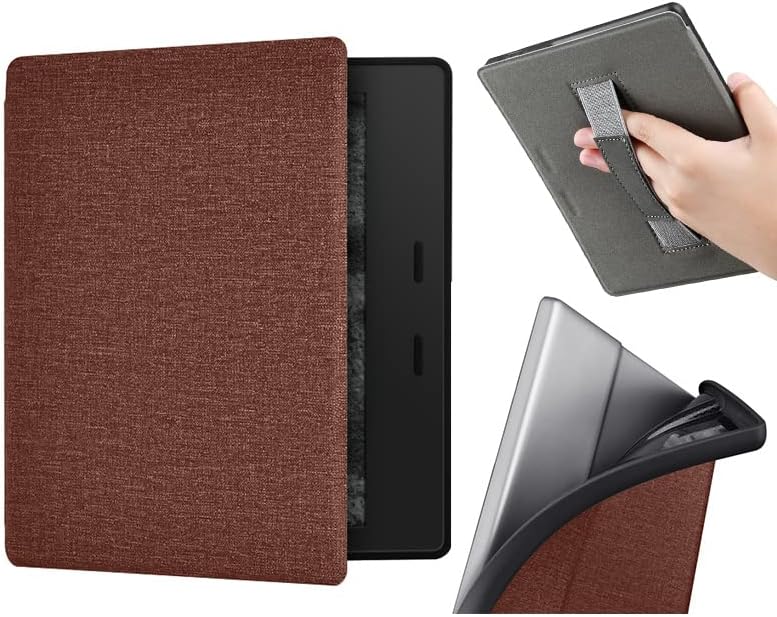Case Cover for 7" Kindle Oasis with Hand Strap - 2019 Release Brown