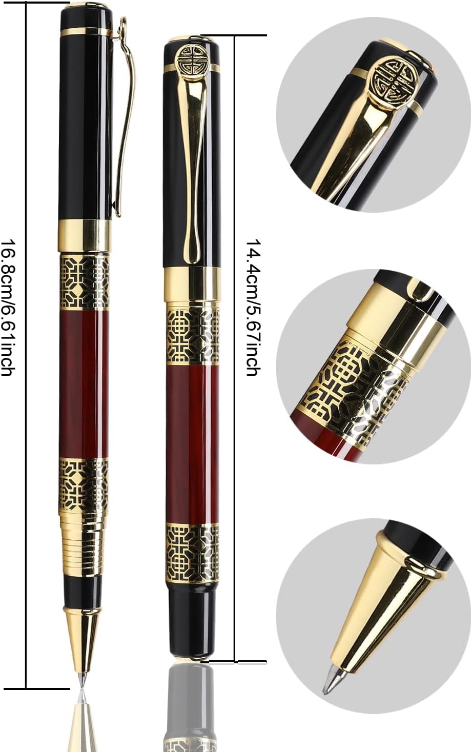Professional Ballpoint Pen Black Ink 0.5mm with 2 Refills Gift Box Red