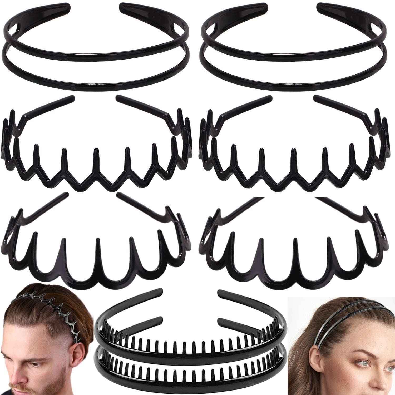 8PCS Fashion Effortless Plastic Headbands with Teeth Comb D