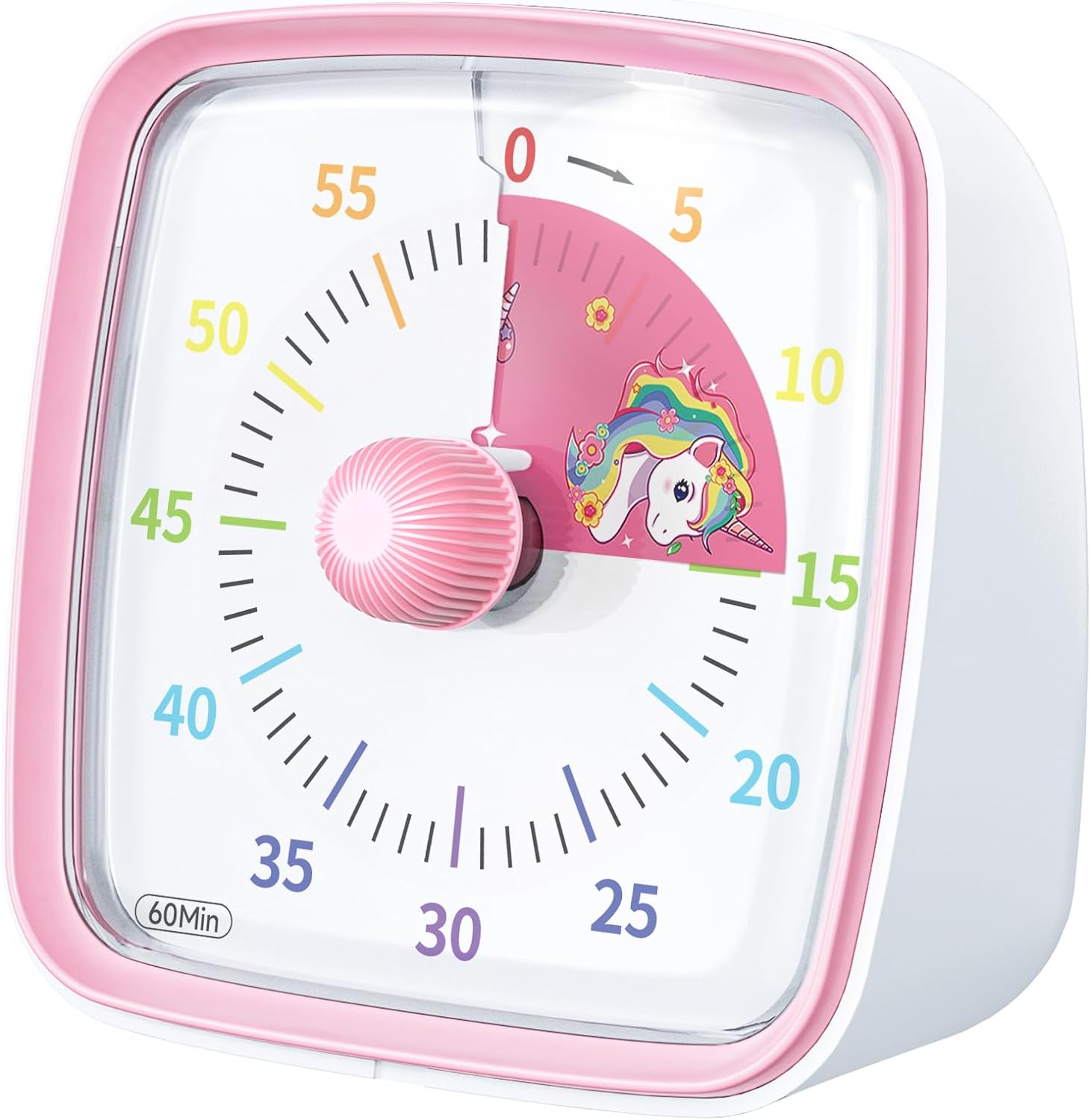 60-Minute Countdown Visual Timer with Night Light Pink-unicorn