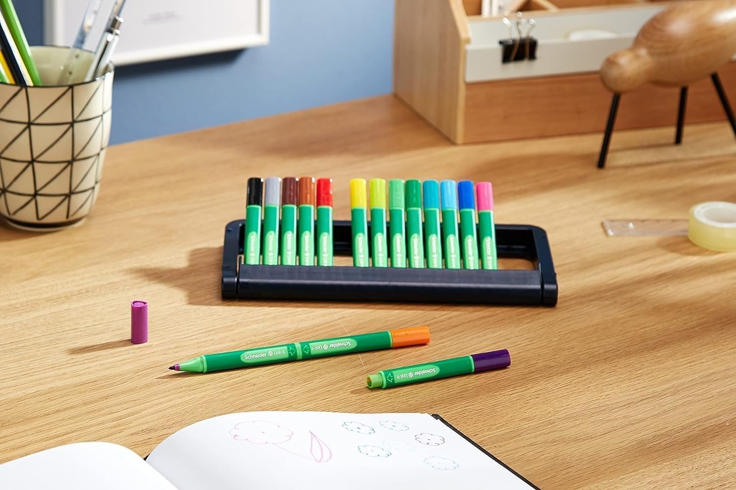 Schneider Link-It Fineliner with Stand-Up Case,1.0mm,16 Colors