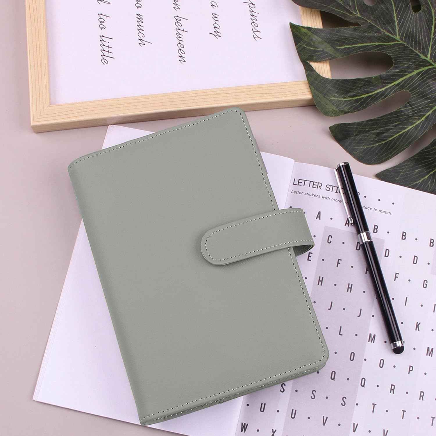 A6 Budget Binder,PU Leather with 12PCS Cash Pockets