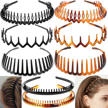 8PCS Fashion Effortless Plastic Headbands with Teeth Comb A