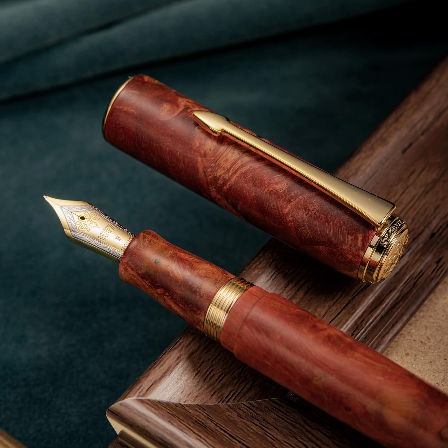 Hongdian A7 Stabilized Wood Fountain Pen Coral Red