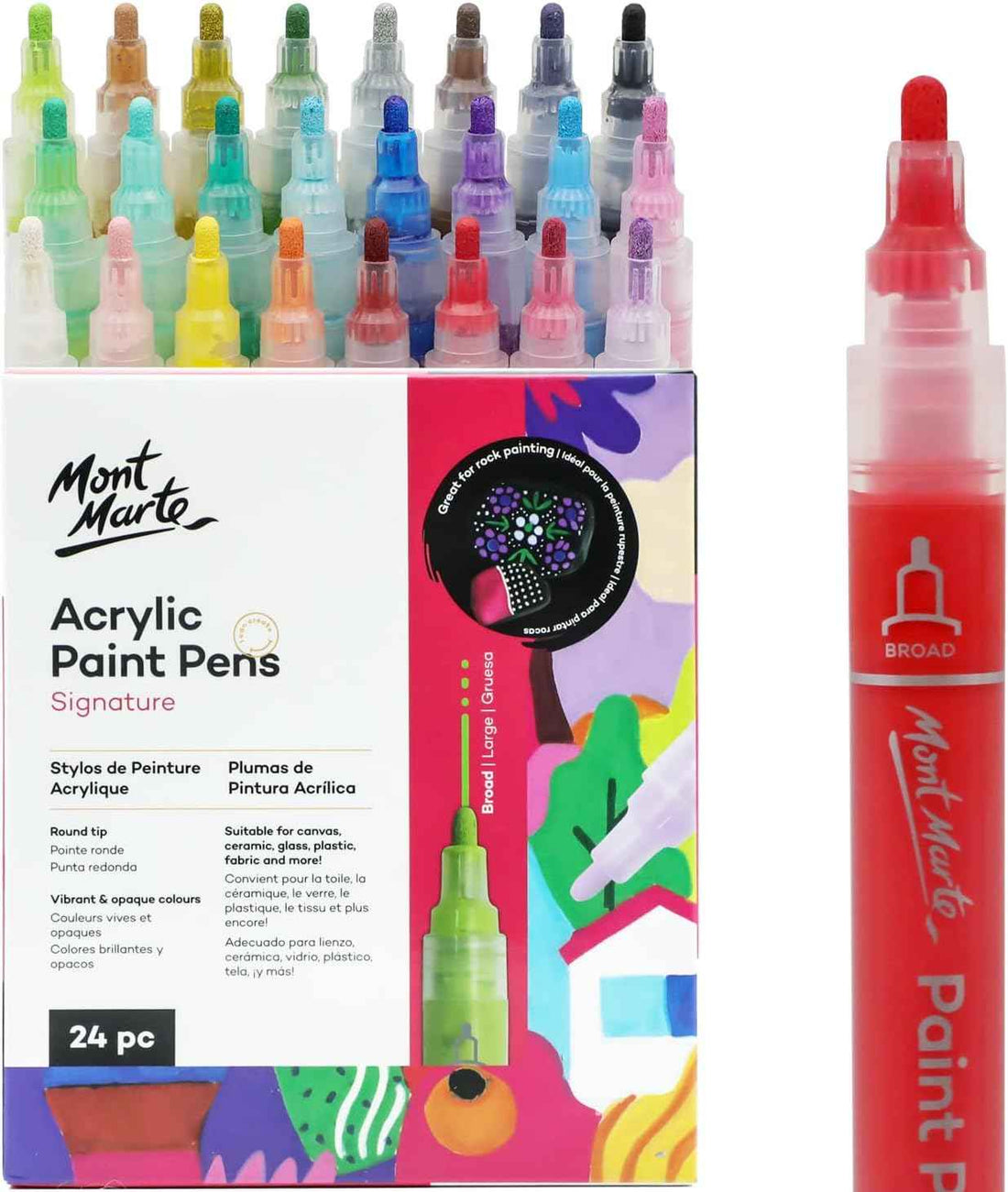 Mont Marte Signature Acrylic Paint Pens,24 Piece,Round Tip (3mm)